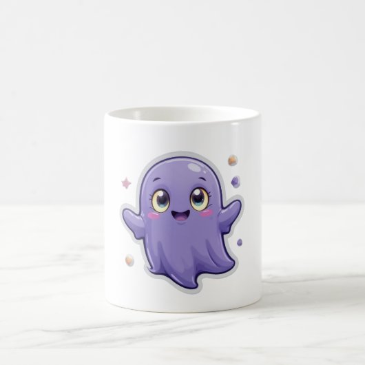 かわいい紫幽霊マグカワイハロウィン不気味ギフト コーヒーマグカップ (中央)