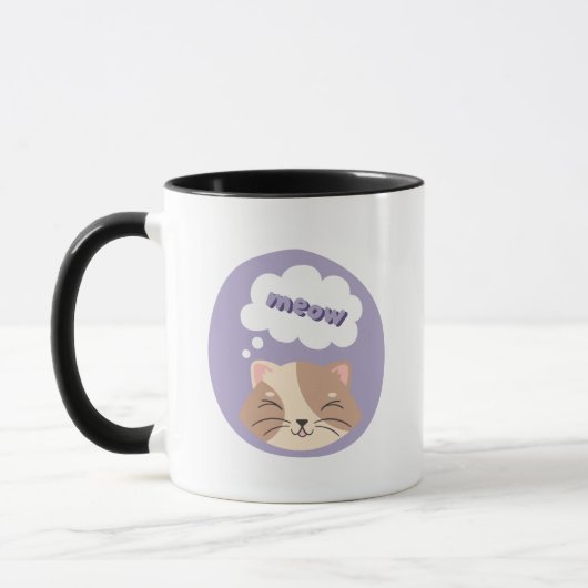 かわいい紫猫デザインのマグカップ マグカップ (左)