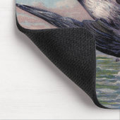 かわいい紫系統のつばめの鳥およびかわいらしい花 マウスパッド (コーナー)