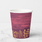 かわいい紫素朴の金ゴールドフローラ名ベビーシャワー 紙コップ (裏面)