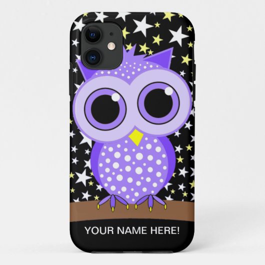 かわいい紫色によって斑点を付けられるフクロウ Case-Mate iPhoneケース (裏面)