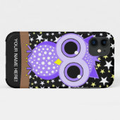 かわいい紫色によって斑点を付けられるフクロウ Case-Mate iPhoneケース (裏面(横))
