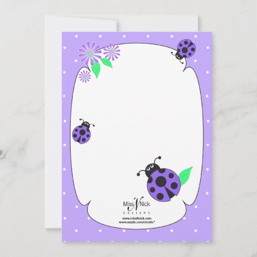 かわいい紫色のてんとう虫の招待状 招待状 (裏面)