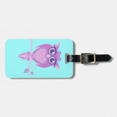 かわいい紫色のアクアシッドカスタムフクロウのラゲッジタグ ラゲッジタグ (正面横)