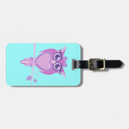 かわいい紫色のアクアシッドカスタムフクロウのラゲッジタグ ラゲッジタグ