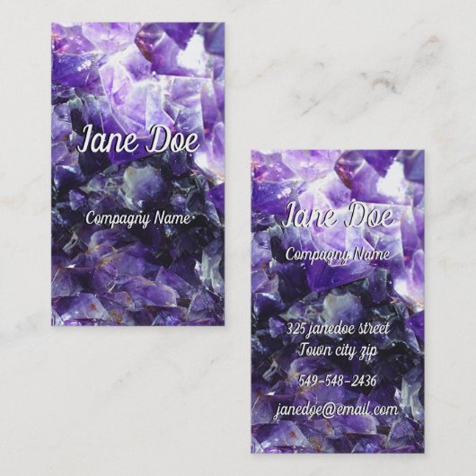 かわいい紫色のアメジスト 名刺 (正面/裏面)