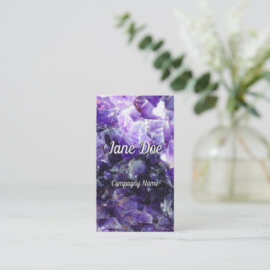 かわいい紫色のアメジスト 名刺 (スタンド正面)