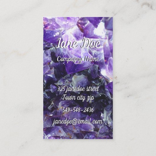かわいい紫色のアメジスト 名刺 (裏面)
