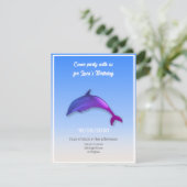 かわいい紫色のイルカ – 誕生日パーティー 招待状 (スタンド正面)