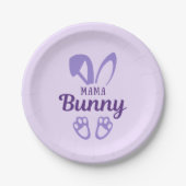 かわいい紫色のイースターマバニーラビットイヤーマザー ペーパープレート (正面)