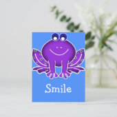 かわいい紫色のカエル – スマイル ポストカード (スタンド正面)