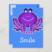 かわいい紫色のカエル – スマイル ポストカード (正面/裏面)