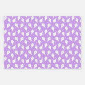 かわいい紫色のカボチャと幽霊ハロウィン ラッピングペーパーシート (正面2)