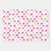 かわいい紫色のカボチャと幽霊ハロウィン ラッピングペーパーシート (正面)