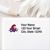 かわいい紫色のサンタゾウ ラベル (インサイチュ)