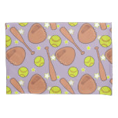 かわいい紫色のソフトボールの星パターン 枕カバー (正面)