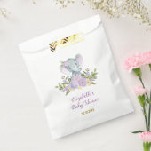 かわいい紫色のゾウ/ラベンダーの水彩フローラ フェイバーバッグ (封をした状態)