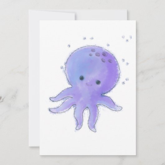 かわいい紫色のタコの絵 シーズンカード (正面)