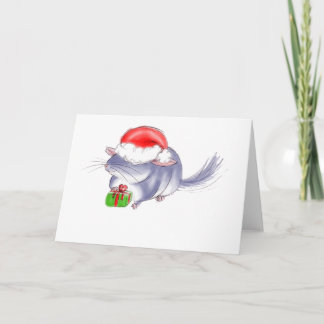 かわいい紫色のチンチラのクリスマス シーズンカード