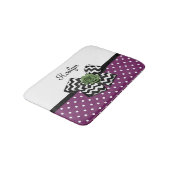 かわいい紫色のドットグリーンバラシェブロンボウと名前 バスマット (アングル)