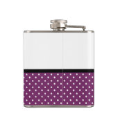かわいい紫色のドットグリーンバラシェブロンボウと名前 フラスク (裏面)