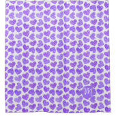 かわいい紫色のドードルハートバレンタインズデイモノグラム シャワーカーテン (正面)