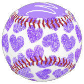 かわいい紫色のドードルハートバレンタインズデイモノグラム ソフトボール (裏面)