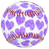 かわいい紫色のドードルハートバレンタインズデイモノグラム ソフトボール (正面)