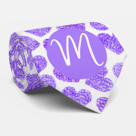 かわいい紫色のドードルハートバレンタインズデイモノグラム ネクタイ