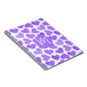 かわいい紫色のドードルハートバレンタインズデイモノグラム ノートブック (右側)