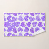 かわいい紫色のドードルハートバレンタインズデイモノグラム バスタオルセット (ハンドタオル)