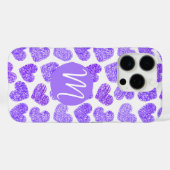 かわいい紫色のドードルハートバレンタインズデイモノグラム Case-Mate iPhoneケース (裏面 (横))