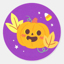 かわいい紫色のハロウィンカボチャステッカー