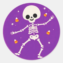 かわいい紫色のハロウィンスケルトンステッカー