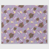 かわいい紫色のヒッポ ラッピングペーパー (フラット)