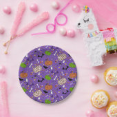 かわいい紫色のヒョウのカボチャ模様 ペーパープレート (パーティー)