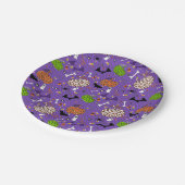 かわいい紫色のヒョウのカボチャ模様 ペーパープレート (アングル)