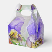 かわいい紫色のビオラの花のウェディングケーキ ファボリーボックス フェイバーボックス (裏面サイド)