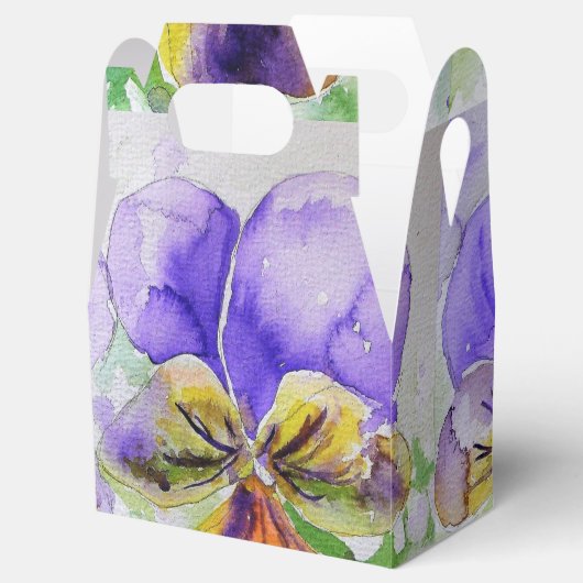 かわいい紫色のビオラの花のウェディングケーキ ファボリーボックス フェイバーボックス (オープン)