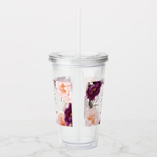 かわいい紫色のピンクのフローラエレガント先生 アクリルタンブラー (右)