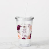 かわいい紫色のピンクのフローラエレガント先生 アクリルタンブラー (裏面)