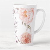 かわいい紫色のピンクのフローラエレガント先生 カフェラテマグ (右)