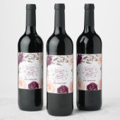 かわいい紫色のピンクのフローラエレガント先生 ワインラベル (ボトル)