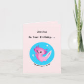 かわいい紫色のピンクの軸表バブルと名前 シーズンカード (正面)