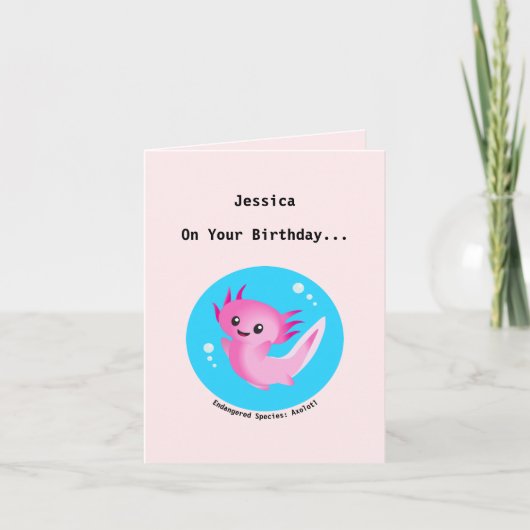 かわいい紫色のピンクの軸表バブルと名前 シーズンカード (正面)