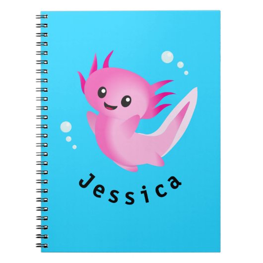 かわいい紫色のピンクの軸表バブルと名前 ノートブック (正面)