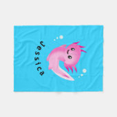 かわいい紫色のピンクの軸表バブルと名前 フリースブランケット (正面(横))