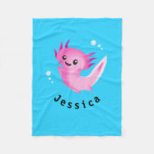 かわいい紫色のピンクの軸表バブルと名前 フリースブランケット (正面)