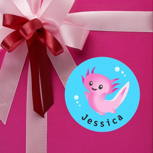 かわいい紫色のピンクの軸表バブルと名前 ラウンドシール