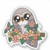 かわいい紫色のフクロウのノートパソコンステッカー シール (正面)